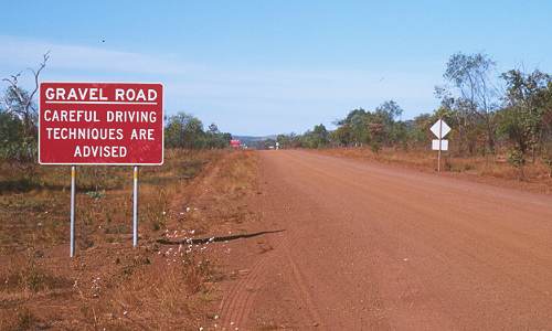 Beginn der Gravel Road