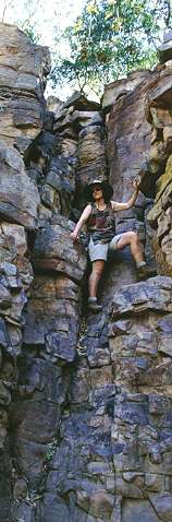 Ingrid klettert in der Butterfly Gorge