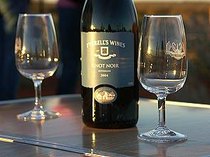 Wein bei Sonnenuntergang