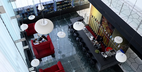 Die Bar von oben